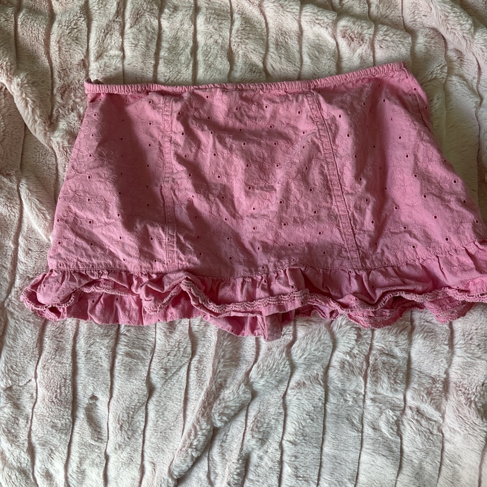 Kimchi Blue Pink Eyelet Mini Skirt